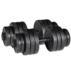 Kit d'haltères complet 2 x 20 KG avec colliers de serrage et plaques de poids standard