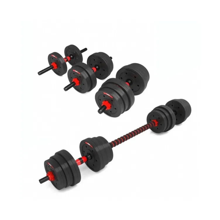 Kit d'haltères de musculation 20 KG pour homegym avec 2 barres courtes et 1 barre de connexion