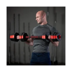 Kit d'homegym avec haltères 38 kg avec 2 barres courtes + barre de connexion