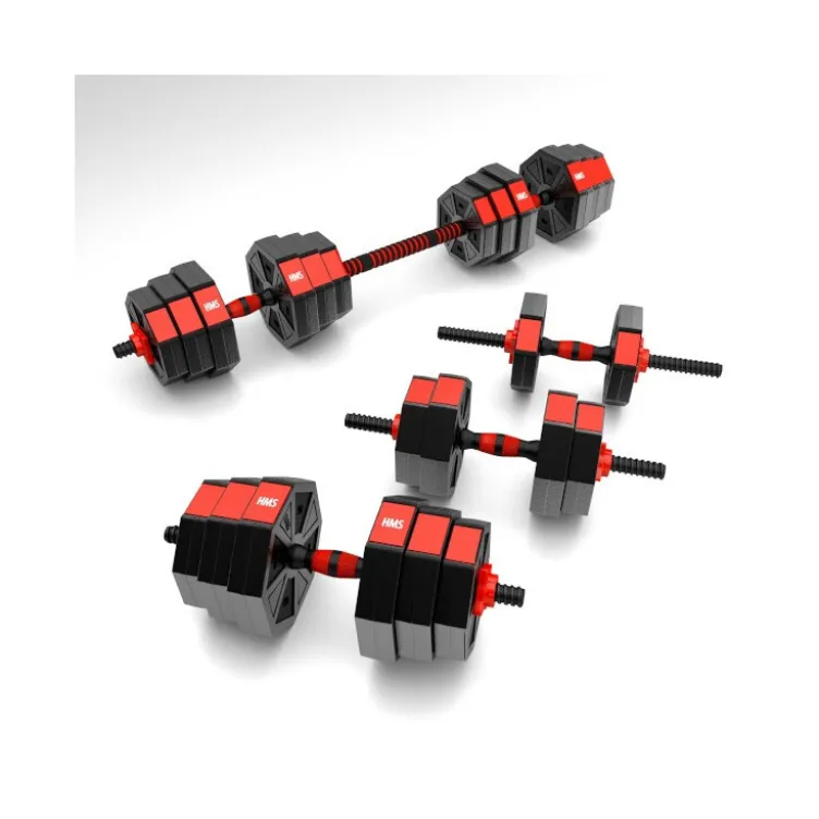 Kit d'homegym avec haltères 38 kg avec 2 barres courtes + barre de connexion