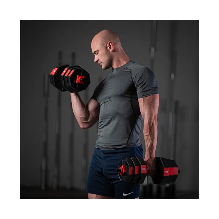 Kit d'homegym avec haltères 38 kg avec 2 barres courtes + barre de connexion