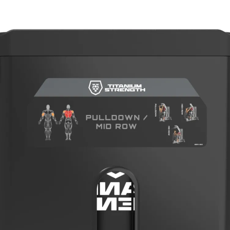 Lat Pulldown Machine Fonction Mid Rowet High Row à charge guidée 125 kg pour le dos Titanium Strength Black Series RX BSRX-S65