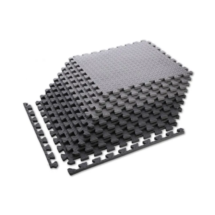 Lot de 9 dalles de sol en mousse EVA version puzzle avec bordures de finition