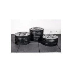 Lot de disques bumpers professionnels noir en caoutchouc 50 à 650 kg