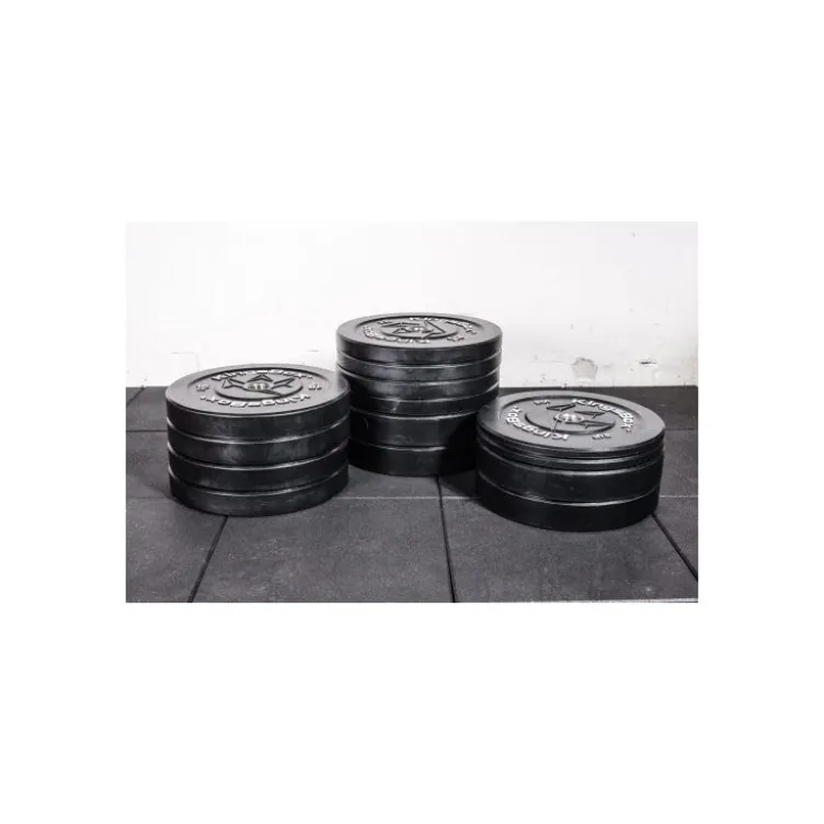 Lot de disques bumpers professionnels noir en caoutchouc 50 à 650 kg