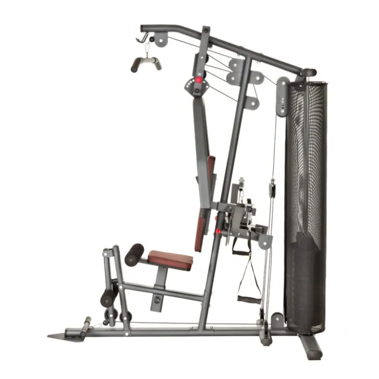 Machine de fitness et musculation à domicile multi-poste avec colonne de poids 91 kg et poulie haute / basse