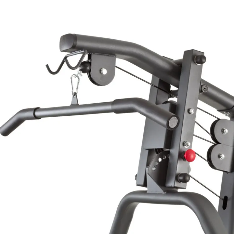 Machine de fitness et musculation à domicile multi-poste avec colonne de poids 91 kg et poulie haute / basse