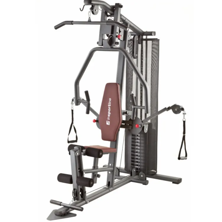 Machine de fitness et musculation à domicile multi-poste avec colonne de poids 91 kg et poulie haute / basse