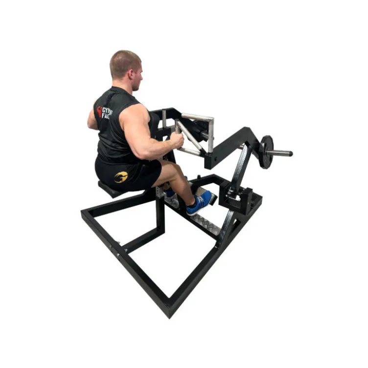 Machine de Row Assis professionnelle - Rowing dorsaux à charges libre avec supports pour disques olympiques