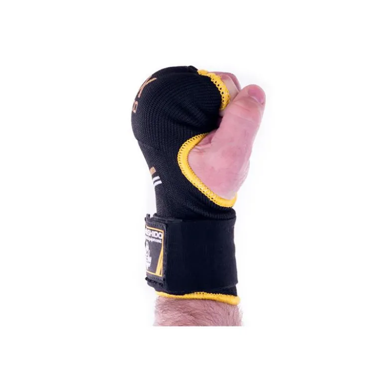 Mitaines de protection de haute qualité pour gants de boxe - Design Noir et jaune