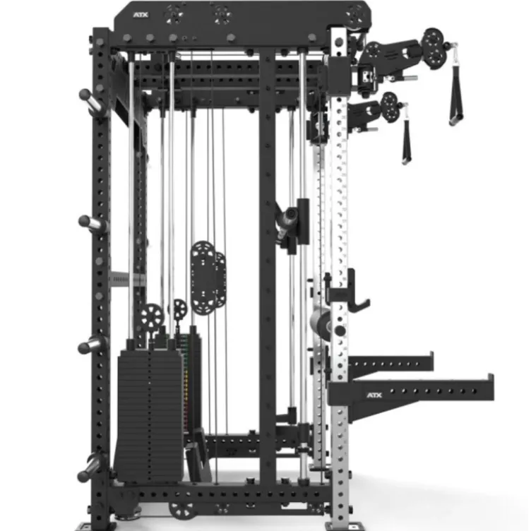 Multi Pull Smith Rack ATX fitness 2 x 110 kg avec résistance extrême de 1000 kg et 6 points de traction pivotants