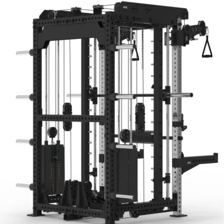 Multi Pull Smith Rack ATX fitness 2 x 110 kg avec résistance extrême de 1000 kg et 6 points de traction pivotants
