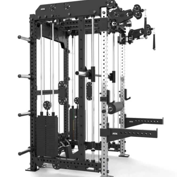 Multi Pull Smith Rack ATX fitness 2 x 110 kg avec résistance extrême de 1000 kg et 6 points de traction pivotants