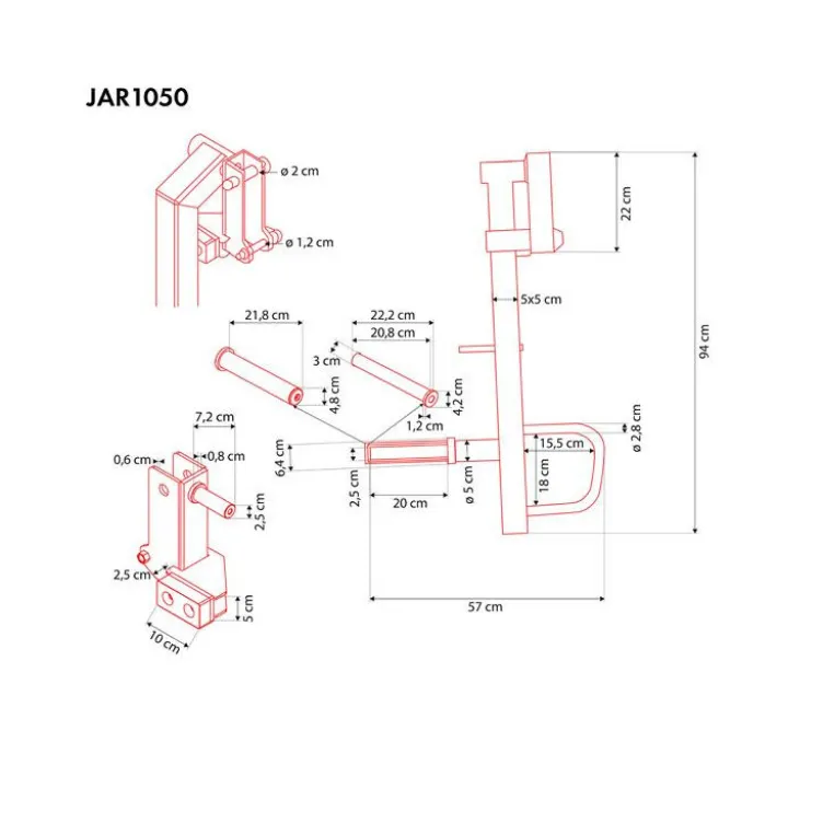 Option bras de leviers universels - Jammers Arms pour racks à squat 50 x 50 mm