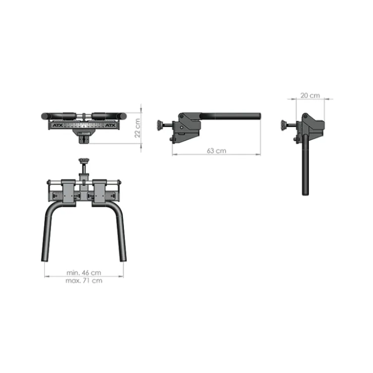 Option Dips ATX écartement réglable pour rack de musculation série 600 et 700 - Capacité de charge 200 kg
