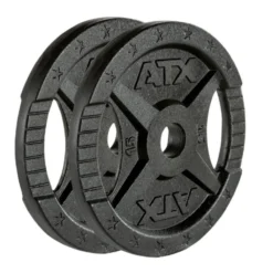 Pack ATX - Barre de musculation olympique 220 cm chromée avec colliers de serrage et 107.5 kg de poids