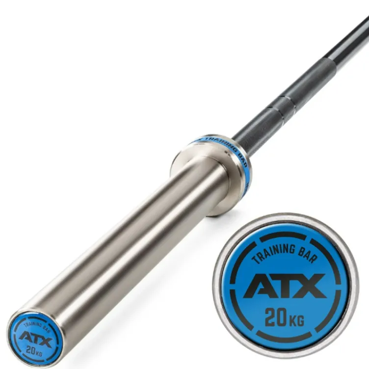Pack ATX - Barre de musculation olympique 220 cm chromée avec colliers de serrage et 107.5 kg de poids