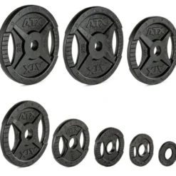Pack ATX - Barre de musculation olympique 220 cm chromée avec colliers de serrage et 107.5 kg de poids