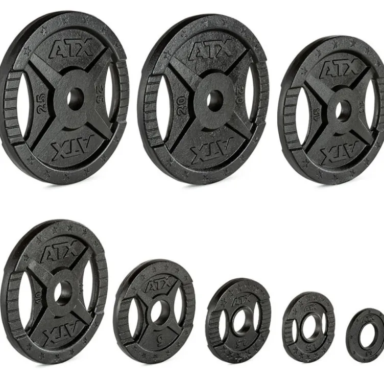 Pack ATX - Barre de musculation olympique 220 cm chromée avec colliers de serrage et 107.5 kg de poids