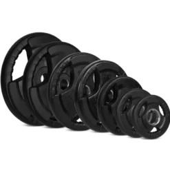 Pack de disques olympiques en caoutchouc 80 kg Titanium Strength - Set de poids Tri-Grip 50 mm