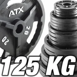 Pack de musculation ATX avec station multipresse et banc de musculation réglable - Set de disques de poids 125 kg inclus