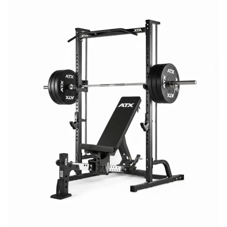 Pack de musculation ATX avec station multipresse et banc de musculation réglable - Set de disques de poids 125 kg inclus