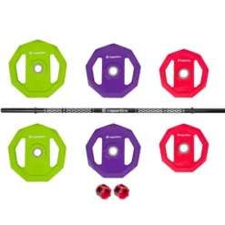 Pack d'entraînement complet barre de musculation 140 cm et plaques de poids 4-19 kg