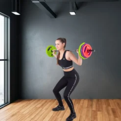 Pack d'entraînement complet barre de musculation 140 cm et plaques de poids 4-19 kg