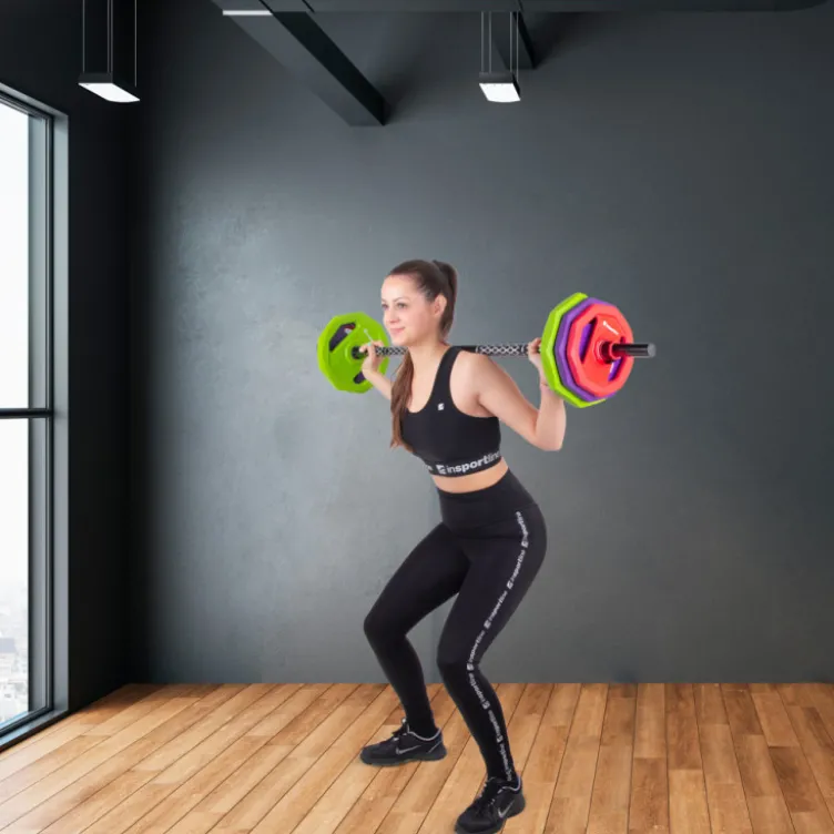 Pack d'entraînement complet barre de musculation 140 cm et plaques de poids 4-19 kg