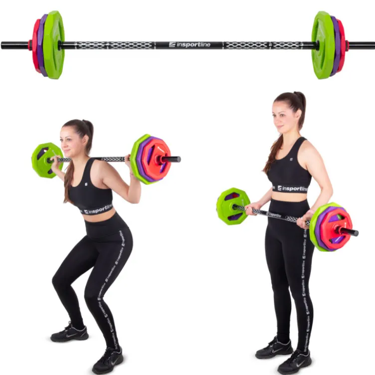 Pack d'entraînement complet barre de musculation 140 cm et plaques de poids 4-19 kg