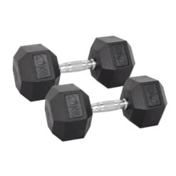 Pack de paires d'haltères de musculation hexagonaux Powergym de 3 kg à 40 kg avec revêtement en caoutchouc