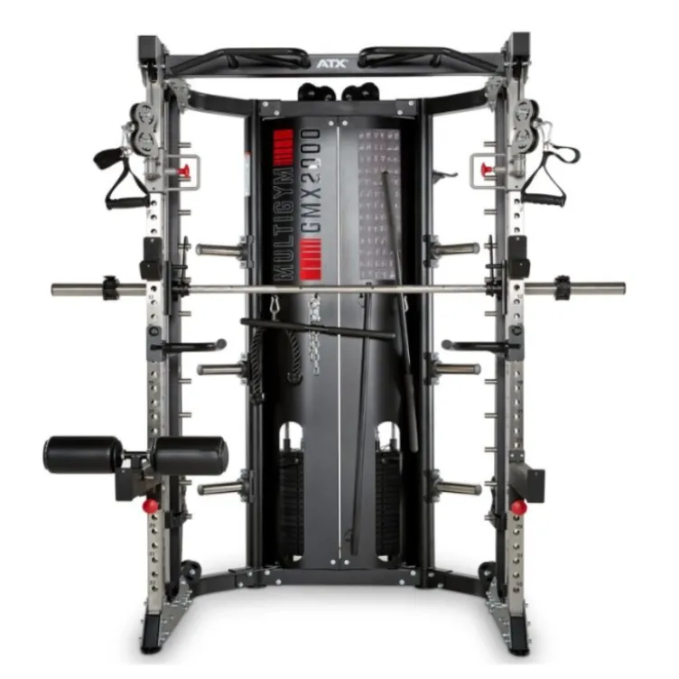 Pack home gym ATX avec station multigym GMX et banc multi-réglable - 80 de poids olympiques avec barre 220 cm