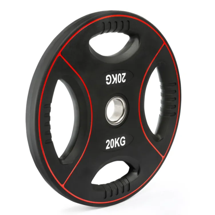 Pack 100 kg de disques de poids standards en polyuréthane avec 4 poignées