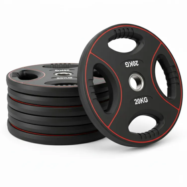 Pack 100 kg de disques de poids standards en polyuréthane avec 4 poignées