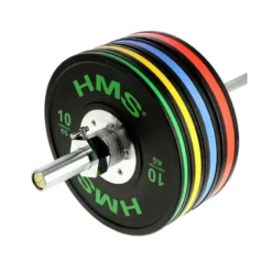 Pack 140 kg de poids olympiques de musculation avec revêtement en caoutchouc pour haltérophilie