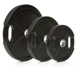 Pack 125 kg de poids olympiques 50 mm en caoutchouc avec poignées ATX