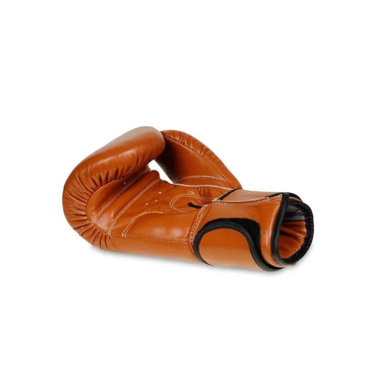 Paire gants de boxe professionnelle en cuir marron