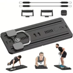 Pilates Reformer pliable avec bandes de résistance et poignées de pompes - Pilates à domicile