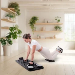 Pilates Reformer pliable avec bandes de résistance et poignées de pompes - Pilates à domicile