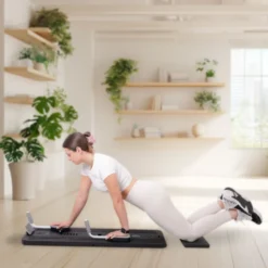 Pilates Reformer pliable avec bandes de résistance et poignées de pompes - Pilates à domicile