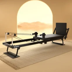 Pilates reformer pliable avec système de double résistance max 75 kg et planche de saut - Plateforme coulissante silencieuse