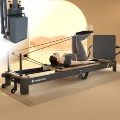 Pilates reformer pliable avec système de résistance à ressorts réglable jusqu'à 79 kg - Appuie-épaules amovibles
