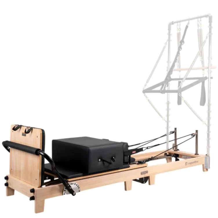 Pilates Reformer professionnel pliable en bois de chêne massif avec réglages multiples et résistance à ressorts