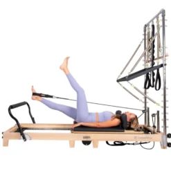 Pilates Reformer professionnel pliable en bois de chêne massif avec réglages multiples et résistance à ressorts