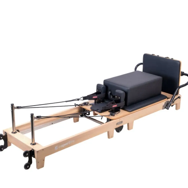 Pilates Reformer professionnel pliable en bois de chêne massif avec réglages multiples et résistance à ressorts