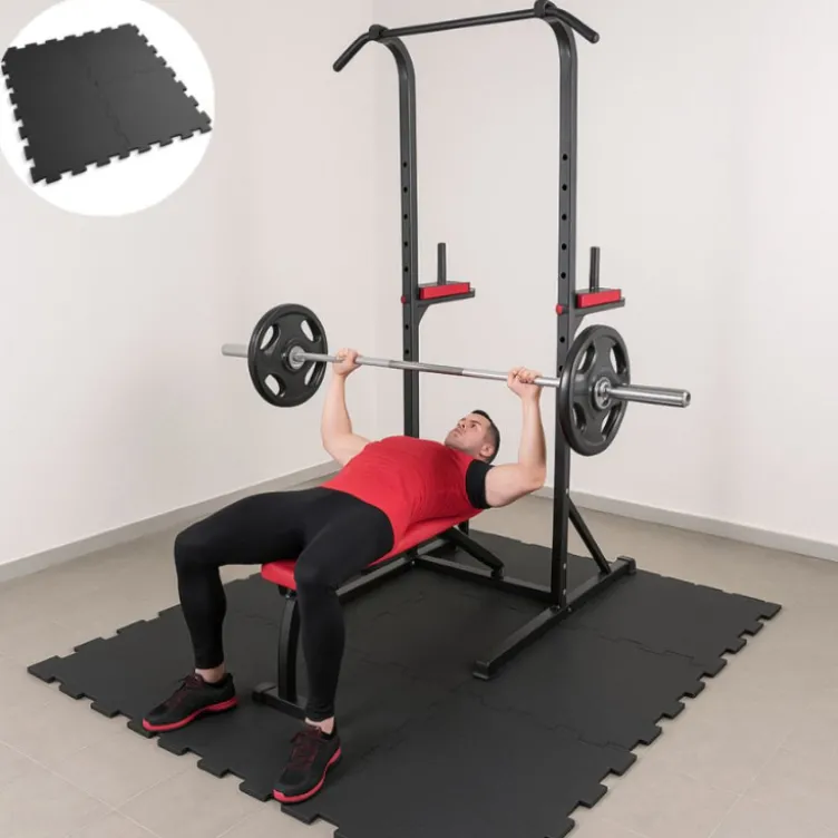 Plaque de sol puzzle en caoutchouc 50 x 50 x 1,5 cm pour salle de musculation et home-gym