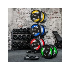Plaques de poids Bumper 50 mm 5 à 25 kg en caoutchouc et bague en métal sertie