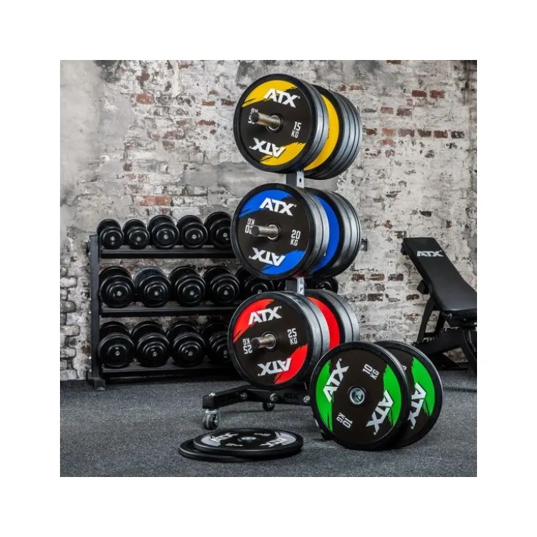 Plaques de poids Bumper 50 mm 5 à 25 kg en caoutchouc et bague en métal sertie