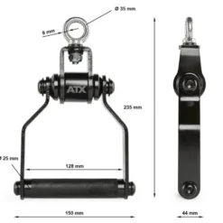 Poignée de tirage simple rotative à 360° pour exercices de musculation à la poulie - Black Line