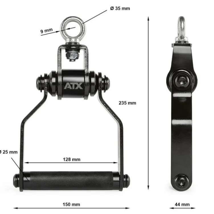 Poignée de tirage simple rotative à 360° pour exercices de musculation à la poulie - Black Line